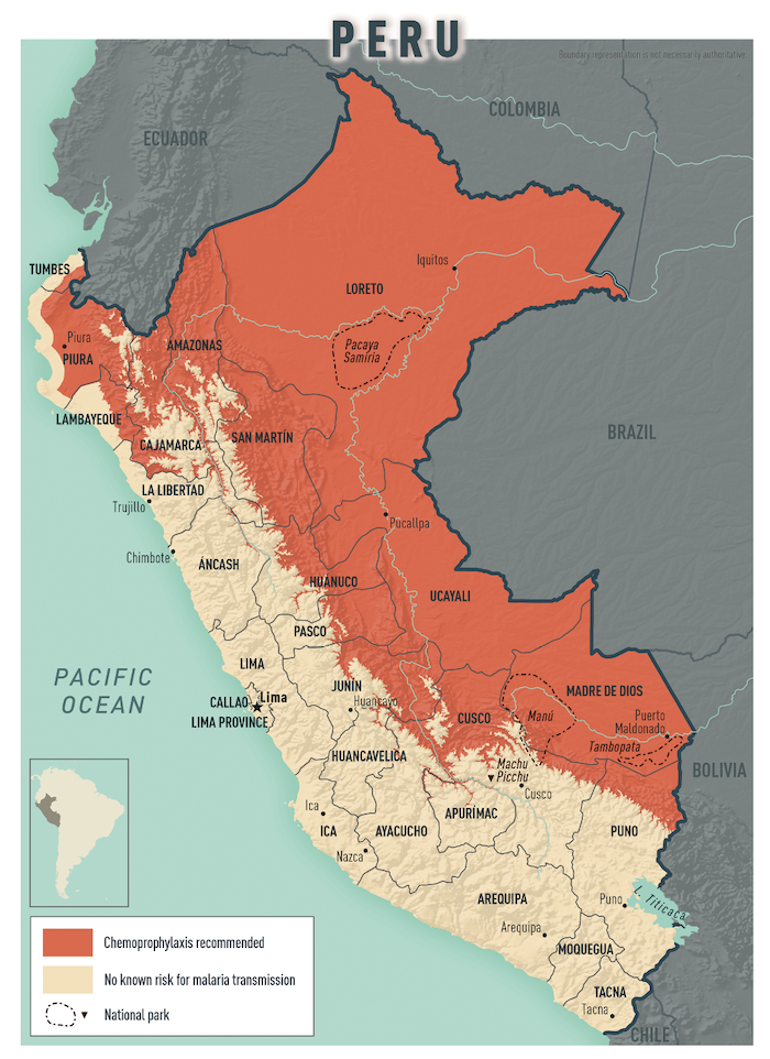 CDC malaria risk map Peru